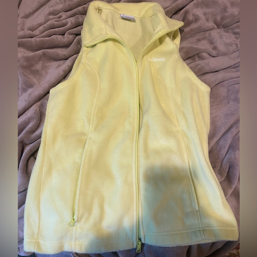Yellow Columbia Zippered Fleece Vest